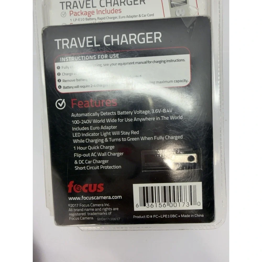 Focus FC-LPE10BC Universal Travel Charger with 1100AH LP-E10 Battery New‎